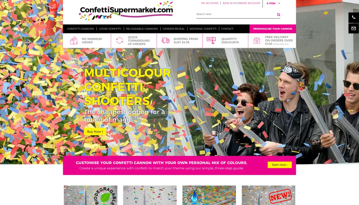 Confetti Supermarket ecommerce case study - Vibrant ecommerce platform for a leading party supplies reta...