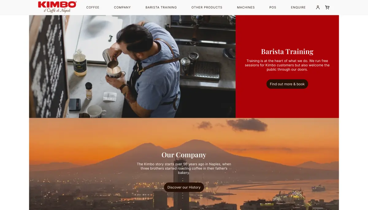 Kimbo Coffee ecommerce case study - Premium ecommerce experience for this Italian coffee brand, ...