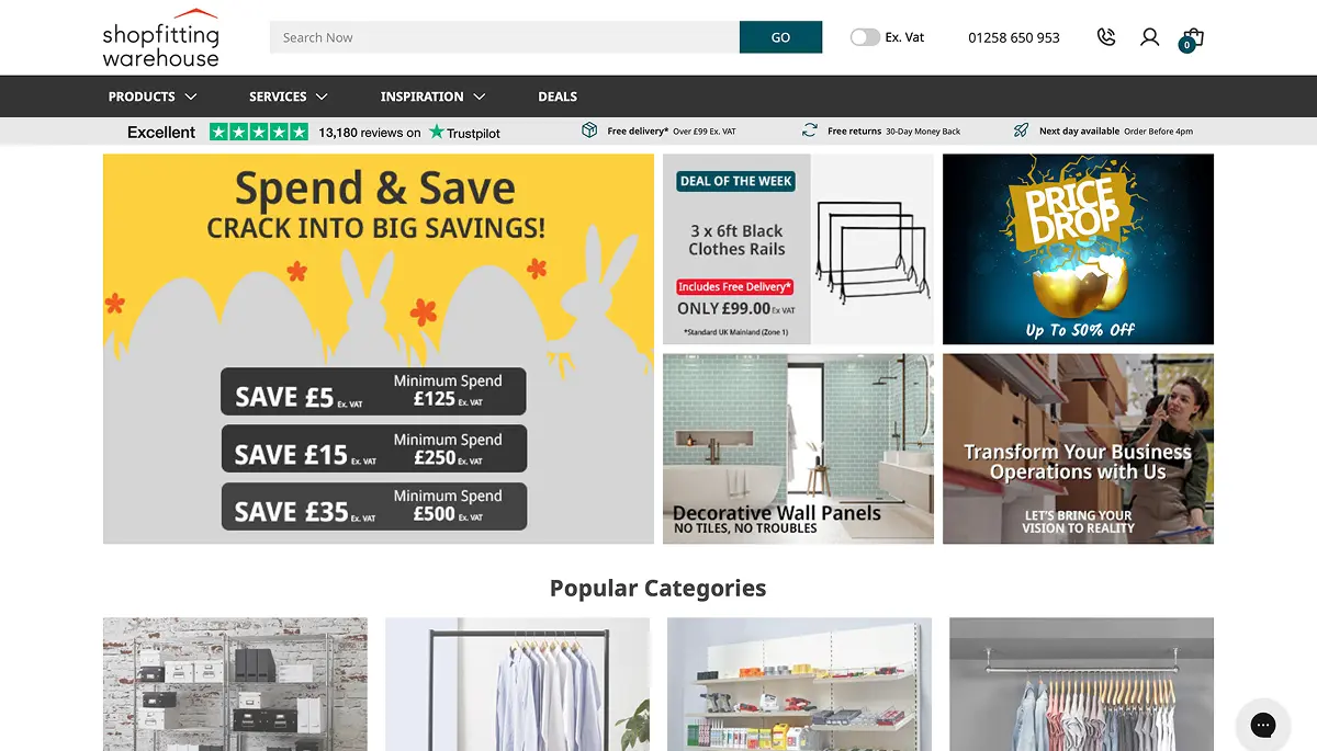Shopfitting Warehouse ecommerce case study - Custom BigCommerce development for retail display solutions ...