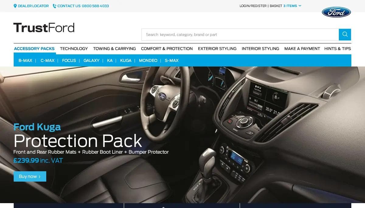 Trust Ford ecommerce website homepage